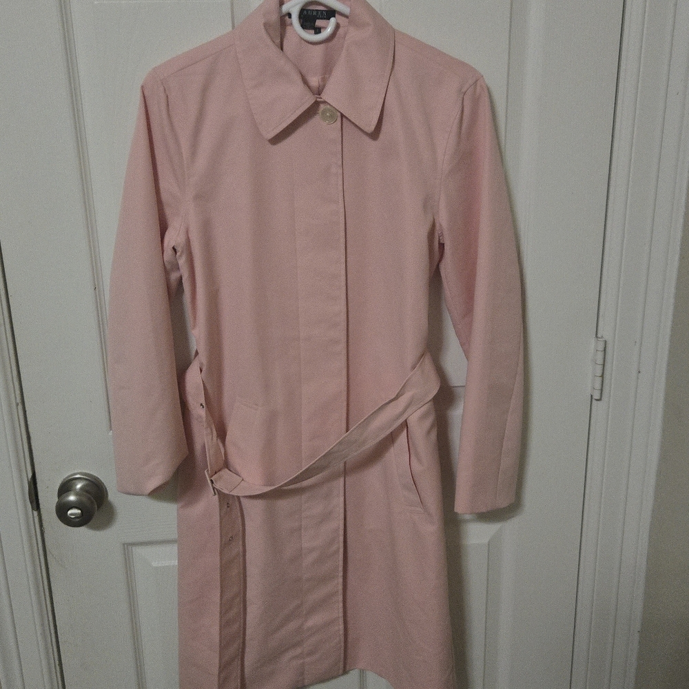 Lauren Ralph Lauren Green Label  Pink Trench Coat Size S New Without Tags.